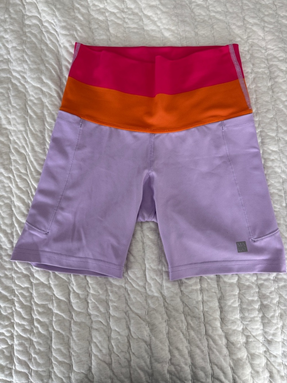 Colorblock Biker Shorts – Lavender Pink Orange – High Waist Athletic Shorts